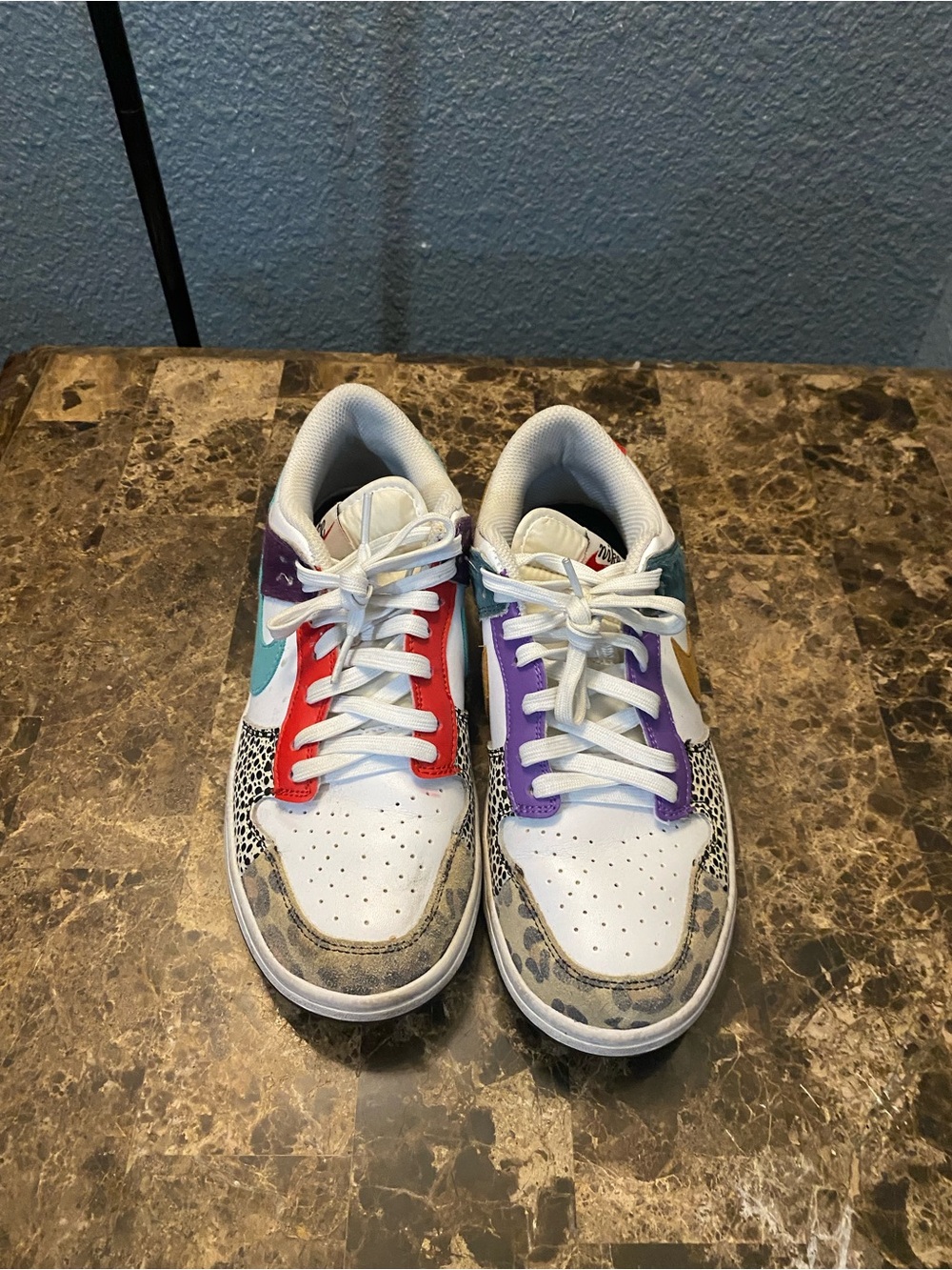 Kids Multicolor Low-Top Sneakers - White with Red, Purple & Teal Accents